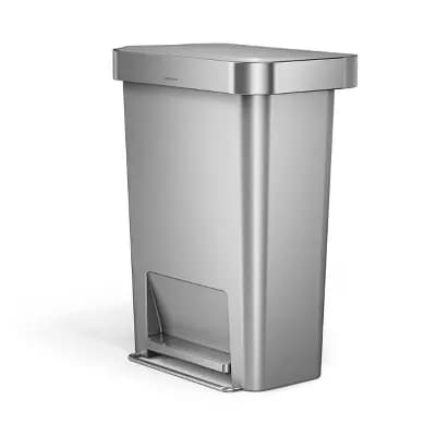 simplehuman 45L Rectangular Plastic Liner Rim Step Trash Can Alloy [45 Liter, Plastic, 13.4 Pounds]