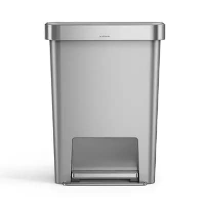 simplehuman 45L Rectangular Plastic Liner Rim Step Trash Can Alloy [45 Liter, Plastic, 13.4 Pounds]