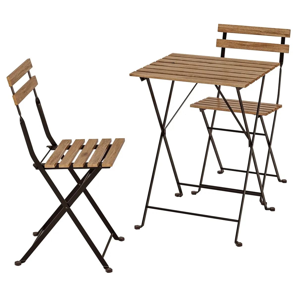 IKEA TÄRNÖ Table+2 chairs, outdoor, black/light brown stained [Solid acacia wood, Acrylic stain]