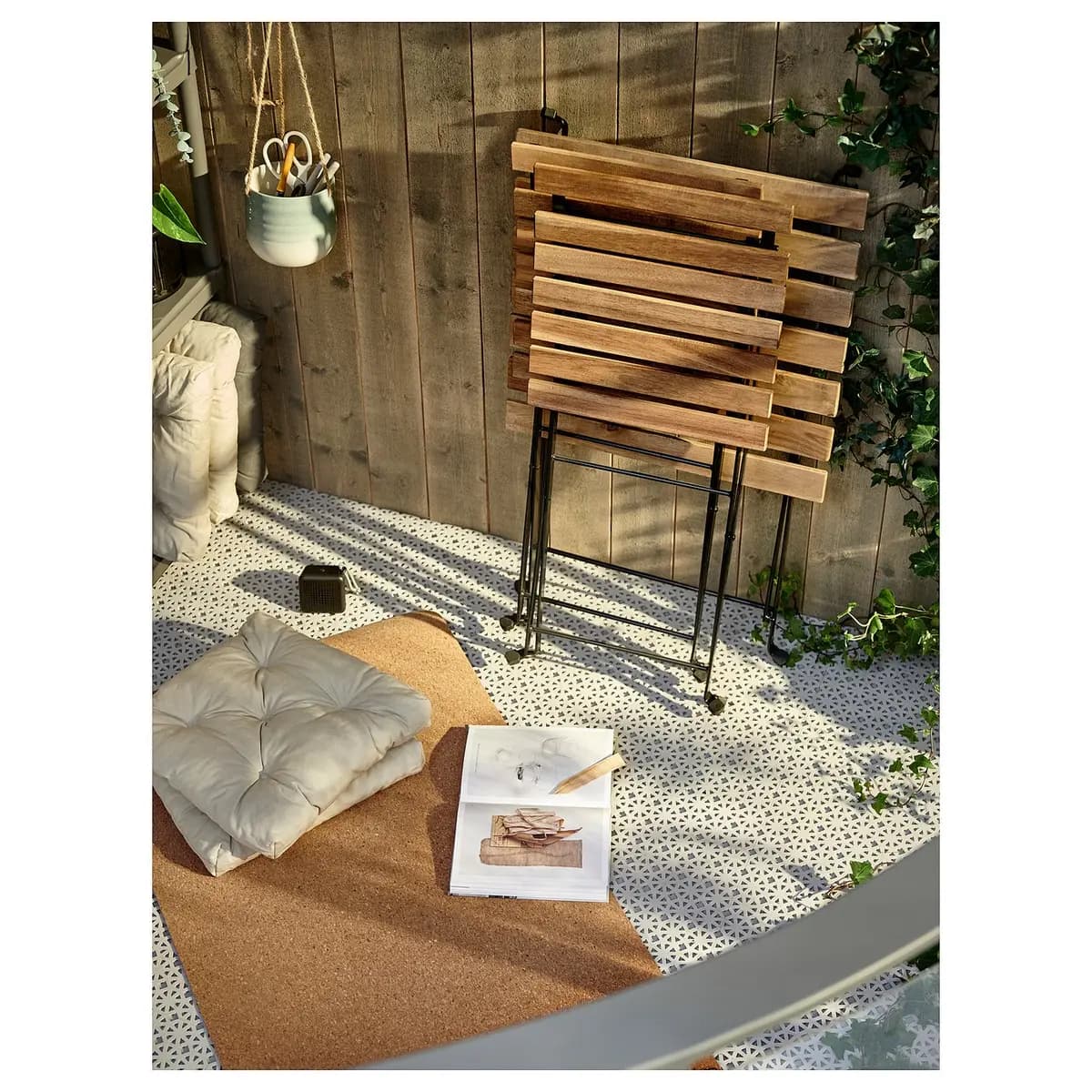 IKEA TÄRNÖ Table+2 chairs, outdoor, black/light brown stained [Solid acacia wood, Acrylic stain]