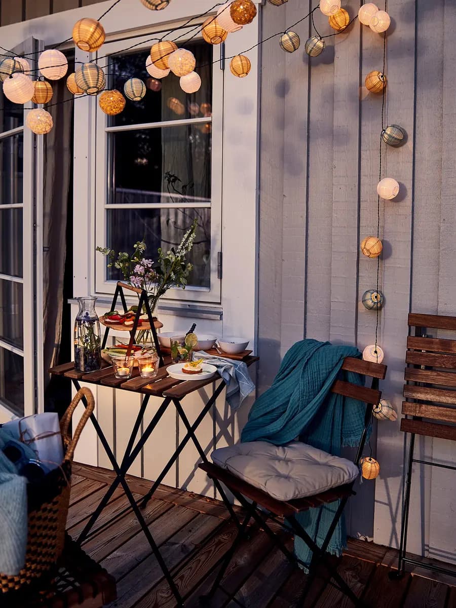 IKEA TÄRNÖ Table+2 chairs, outdoor, black/light brown stained [Solid acacia wood, Acrylic stain]