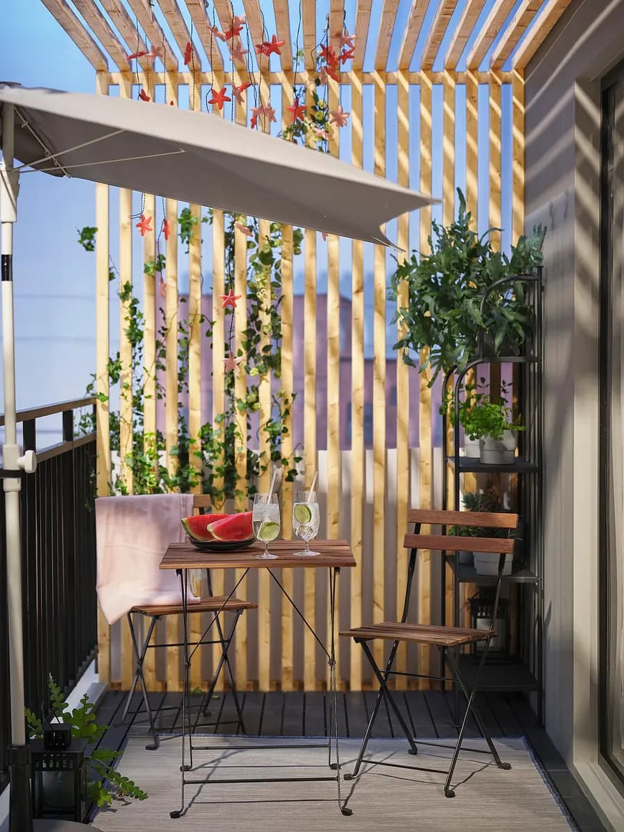 IKEA TÄRNÖ Table+2 chairs, outdoor, black/light brown stained [Solid acacia wood, Acrylic stain]