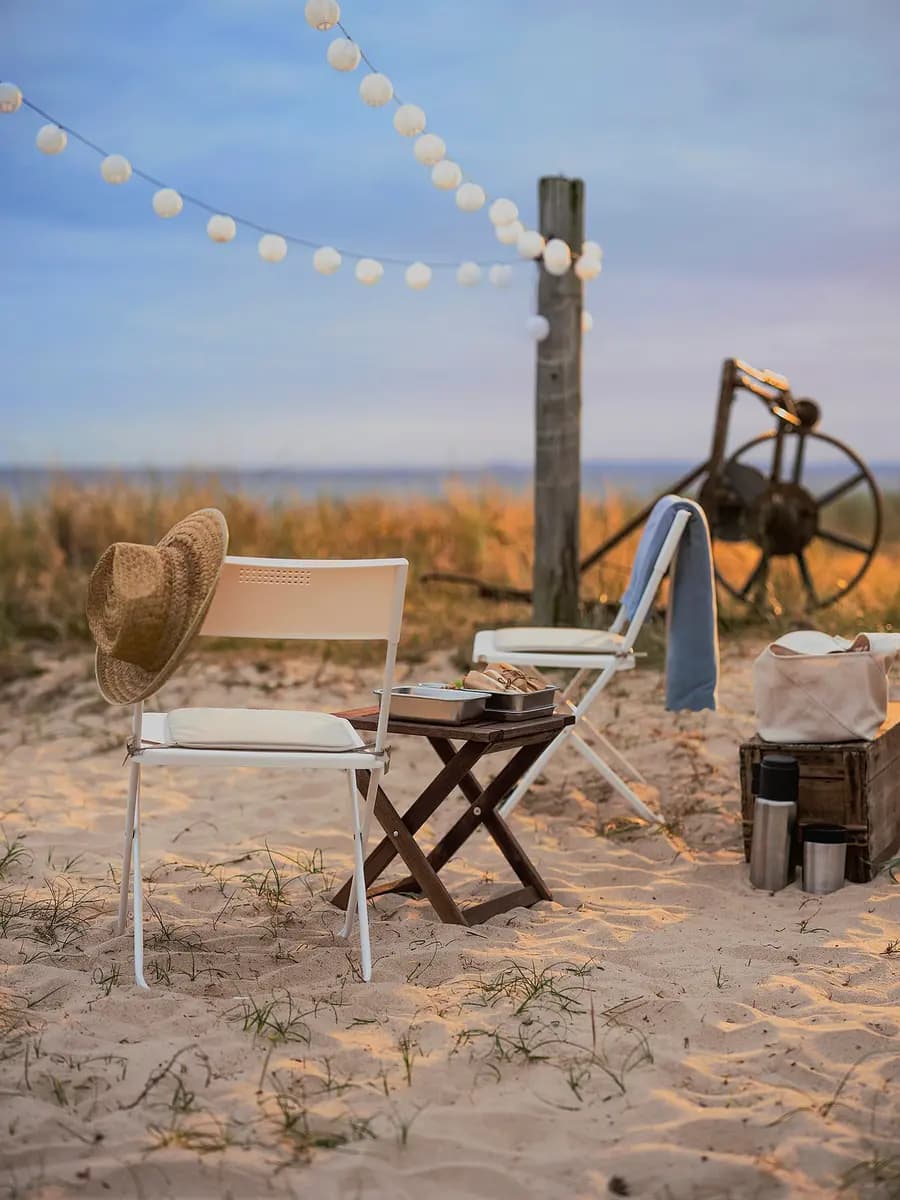 IKEA FEJAN Chair, outdoor, foldable white [Tested for 220 lb, Width 17 3/8 ", Depth 16 1/2 "]