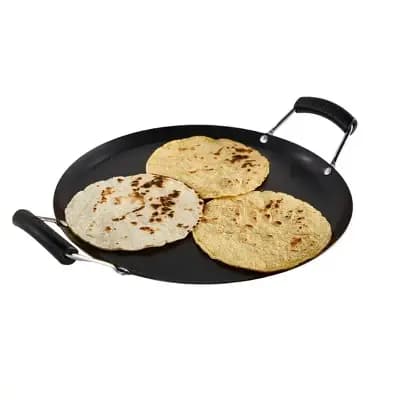 IMUSA 11" Round Carbon Steel Nonstick Comal - Black: Ergonomic Handle, Stay-Cool, Gas & Electric Compatible [Non-Stick, Carbon Steel, Phenol Formaldehyde Resin]