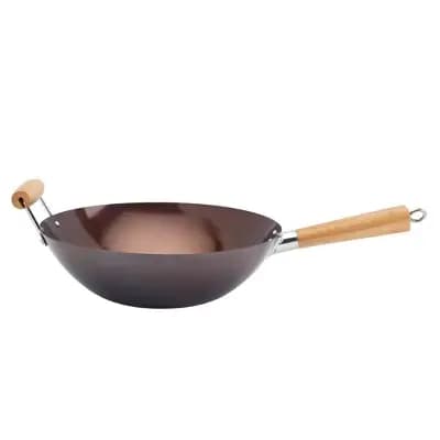 Infuse 14" Open Wok with Bamboo Stick Handle [Carbon Steel, 0 Quart, Non-Stick]