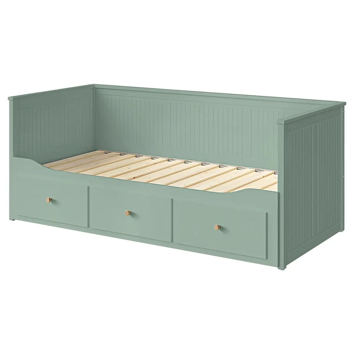 IKEA HEMNES Daybed frame with 3 drawers, gray-green [Width 42 1/2 ", Height 32 5/8 ", Drawer depth (inside) 27 1/2 "]