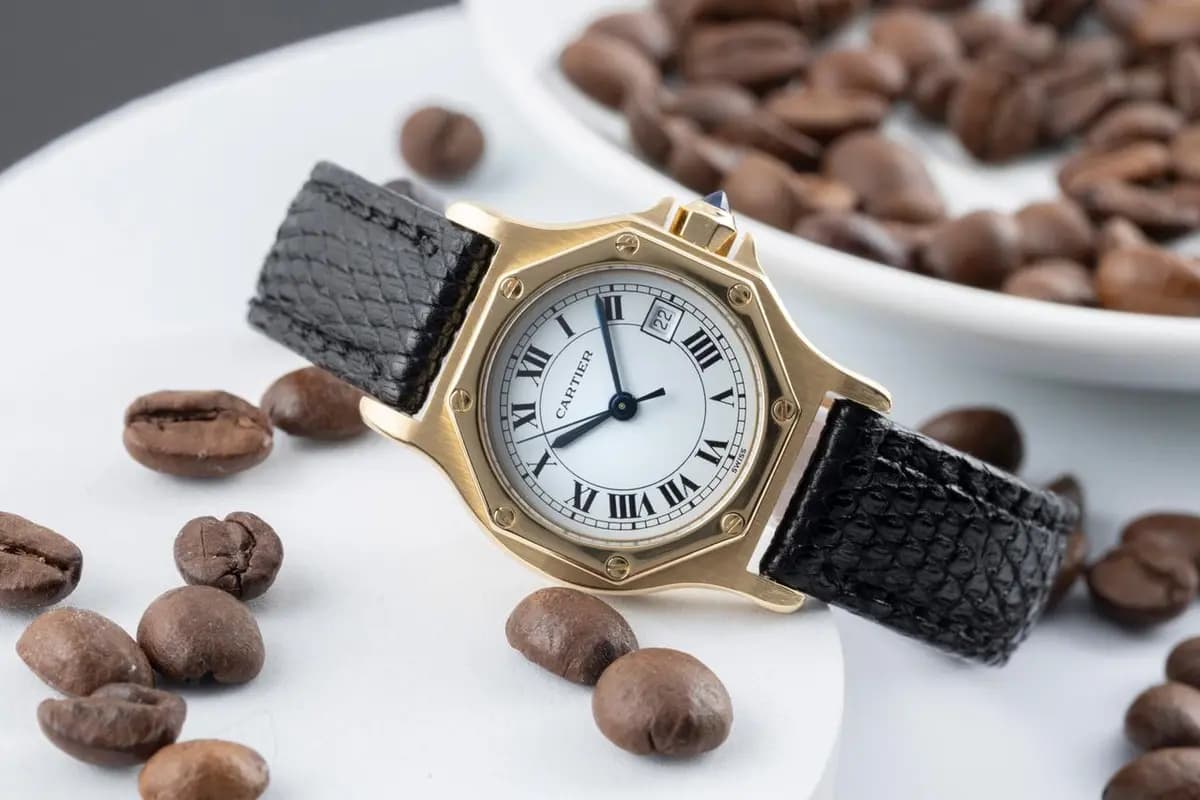 Cartier Santos Ronde Octagon Lady 18K (0,750) Gold Automatik Damenuhr Ref. 2969