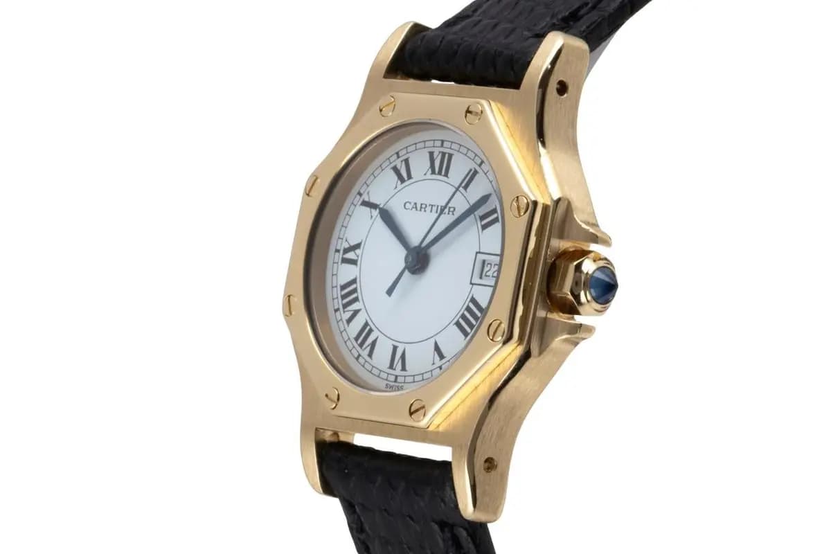 Cartier Santos Ronde Octagon Lady 18K (0,750) Gold Automatik Damenuhr Ref. 2969
