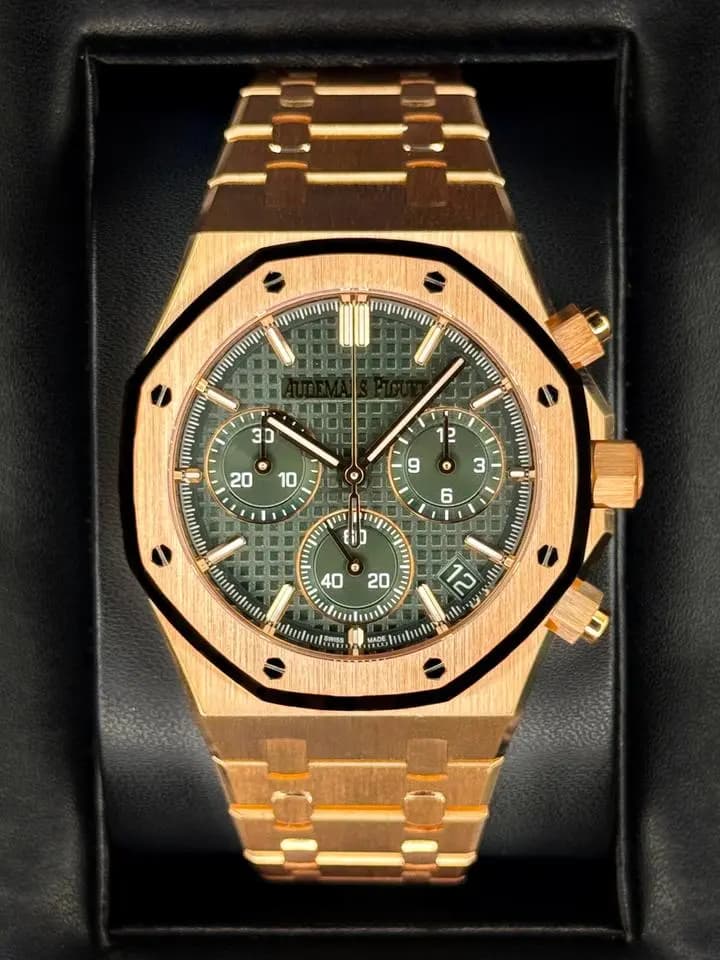 Audemars Piguet 2025 Royal Oak Chronograph 41mm 26240OR Pink Gold Green Dial