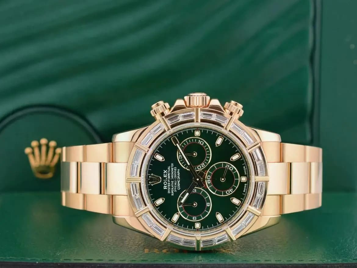 Rolex Cosmograph Daytona 116568br Off Catalog John Mayer Green Dial Factory Diamond Bezel