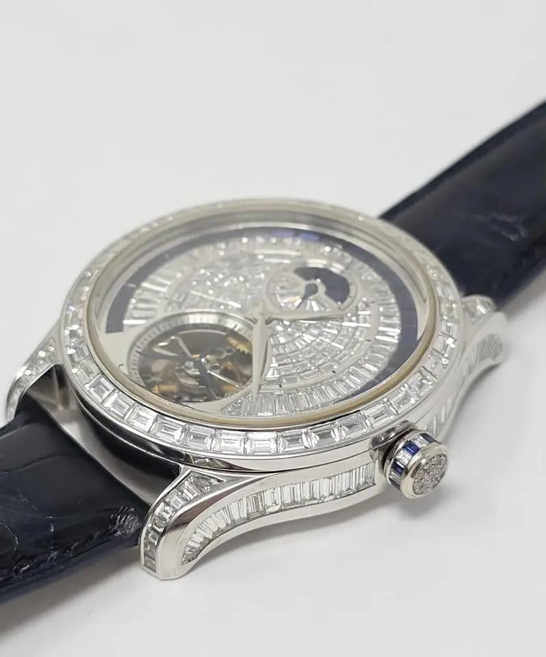 Jaeger-LeCoultre 2022 Jaeger-LeCoultre Master Grand Tourbillon Q1663416 White Gold Diamond Set Factory Diamond & Sapphire Set 18K White Gold Tour