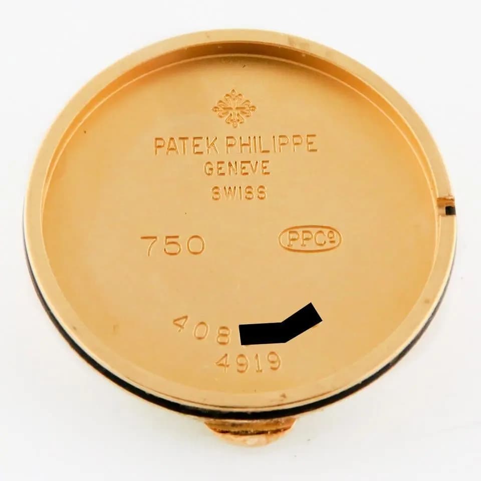 Patek Philippe Calatrava 18k Ladies 26mm Quartz Hobnail Clous-de-Paris Bezel, Black Arabic Dial