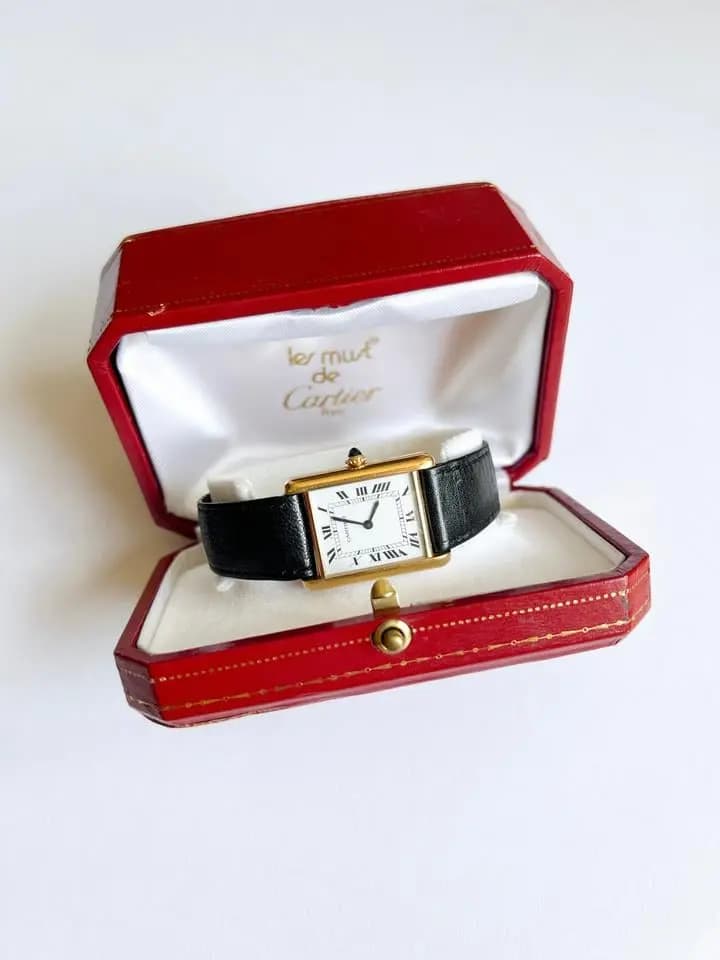 Cartier Tank Louis Tank Louis Cartier 18ct Gold, with mismatched Must bracelet