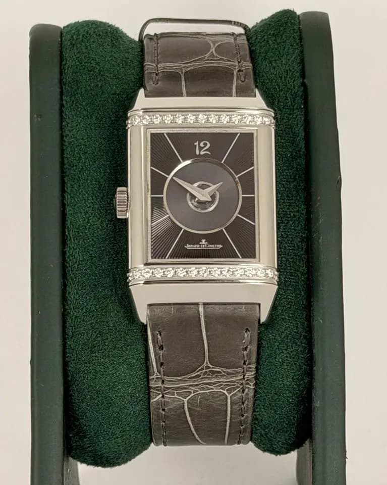 Jaeger-LeCoultre Reverso Classic Medium Duetto 2 Faces Factory Diamonds box & Papers NEW JLC strap