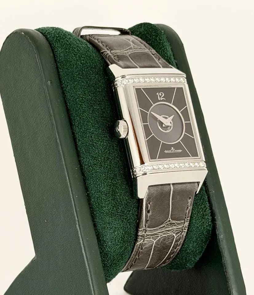 Jaeger-LeCoultre Reverso Classic Medium Duetto 2 Faces Factory Diamonds box & Papers NEW JLC strap