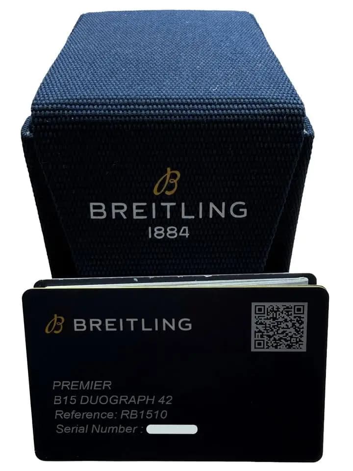 Breitling Duograph Premier B15 Duograph Black Dial Rose Gold Mens Watch RB1510