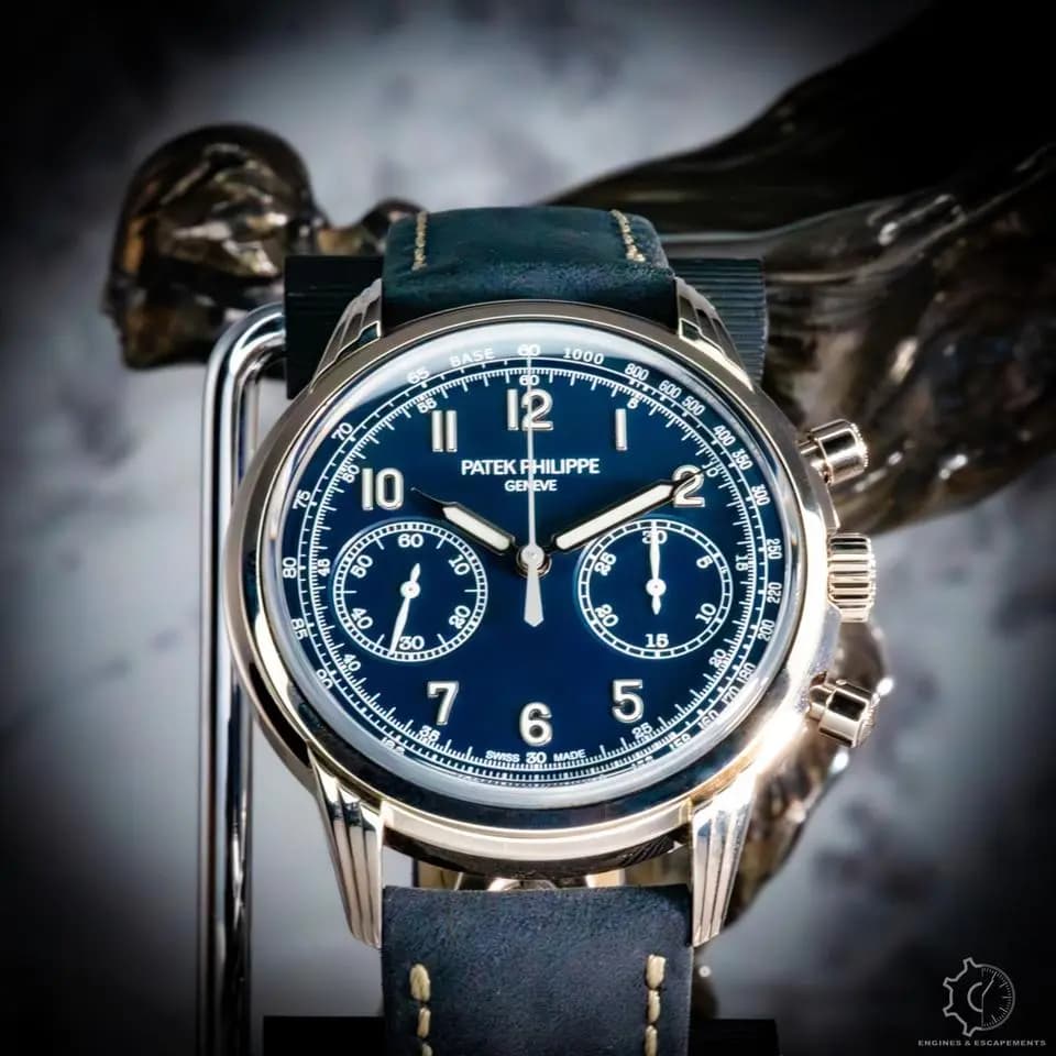 Patek Philippe Chronograph Blue Dial White Gold Box & Papers