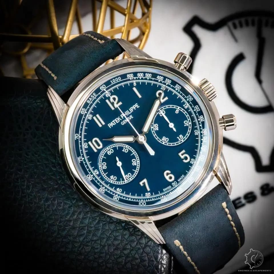 Patek Philippe Chronograph Blue Dial White Gold Box & Papers