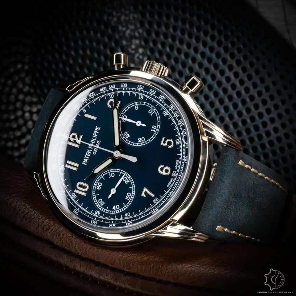 Patek Philippe Chronograph Blue Dial White Gold Box & Papers