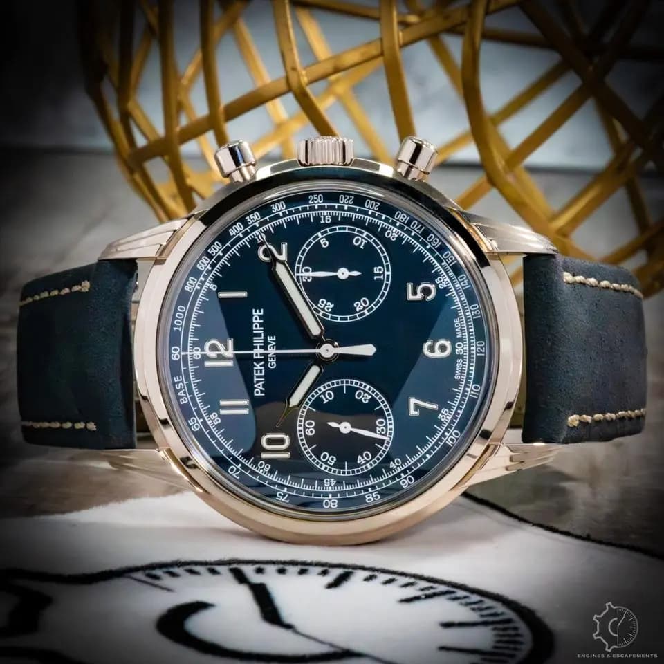Patek Philippe Chronograph Blue Dial White Gold Box & Papers