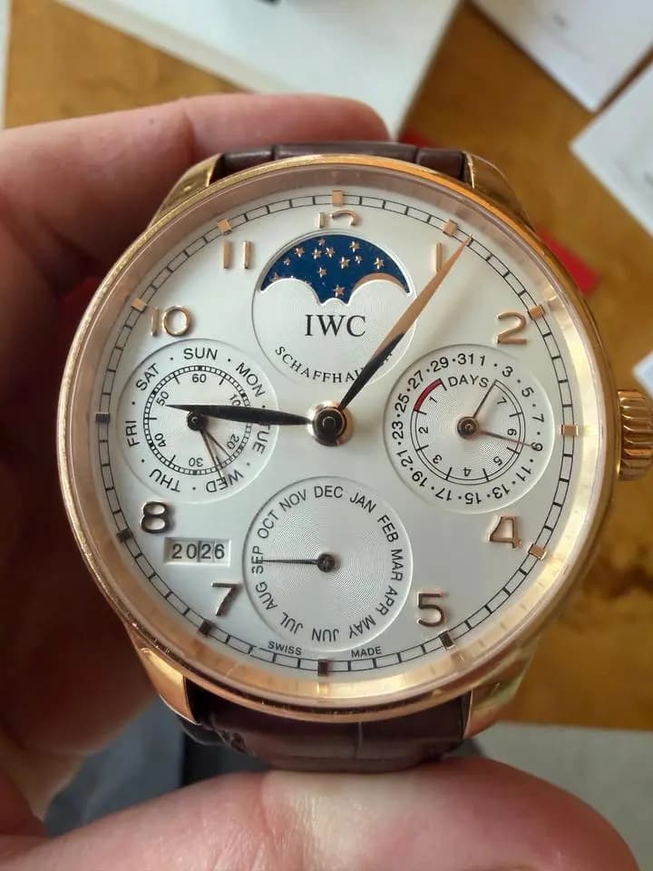 IWC Portuguese Perpetual Calendar 18K Rose Gold Full Set 2025 IWC Service
