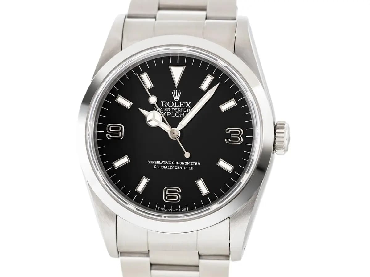 Rolex Vintage EXPLORER 1 BLACK OUT Ref-14270 Steel BLACK Tritium Dial Box Papers Bj-1995 Like New - Very Rare