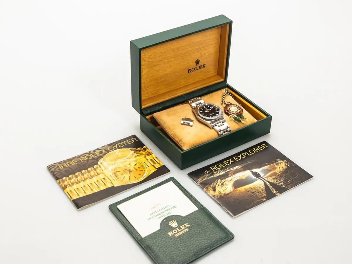 Rolex Vintage EXPLORER 1 BLACK OUT Ref-14270 Steel BLACK Tritium Dial Box Papers Bj-1995 Like New - Very Rare
