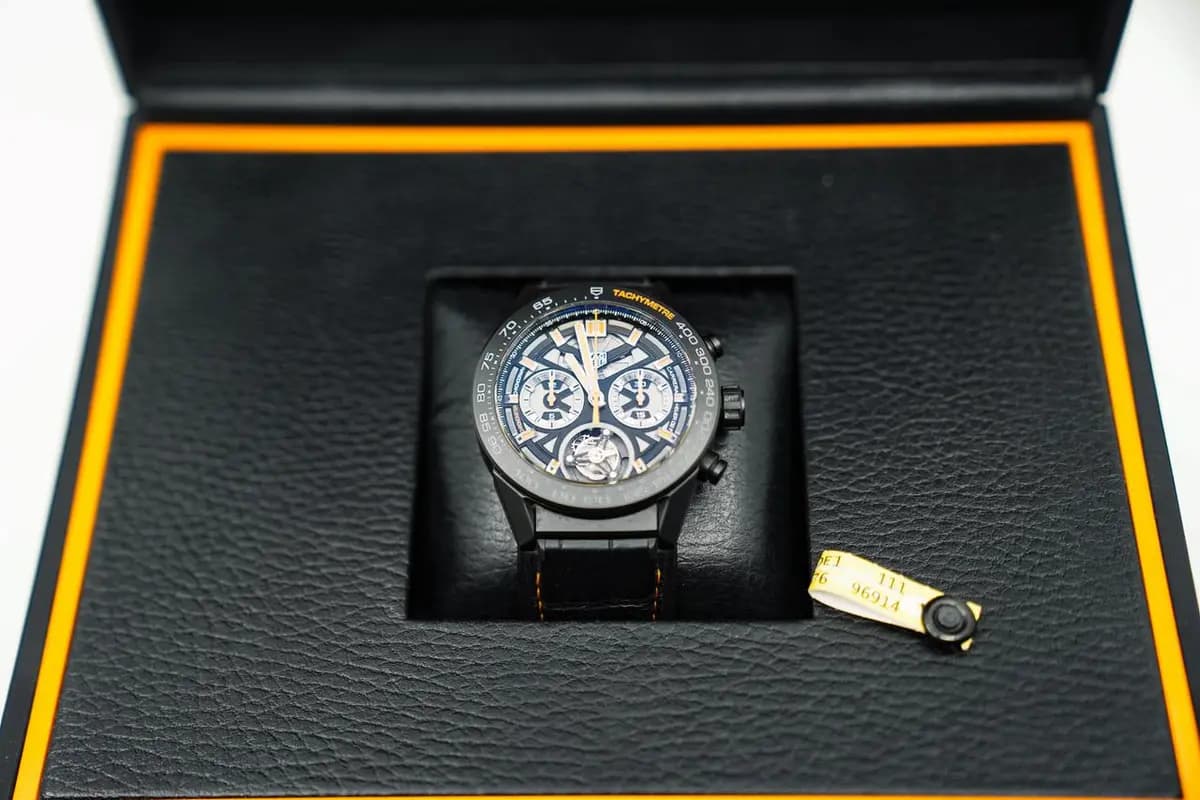 TAG Heuer Carrera Calibre Heuer 02 T 45 Chronograph Tourbillon Cosc Black Dial CAR5A96.FC6462