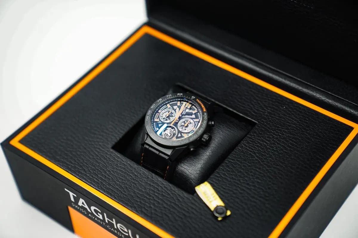 TAG Heuer Carrera Calibre Heuer 02 T 45 Chronograph Tourbillon Cosc Black Dial CAR5A96.FC6462