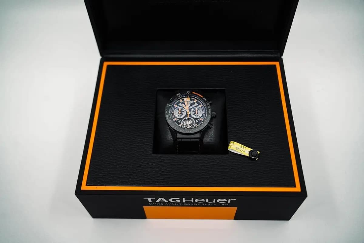 TAG Heuer Carrera Calibre Heuer 02 T 45 Chronograph Tourbillon Cosc Black Dial CAR5A96.FC6462