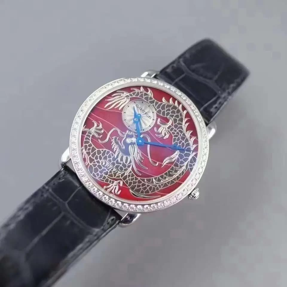 Cartier Limited to 100 white gold enamel Chinese Loong mechanical watche 42MM.HPI00564