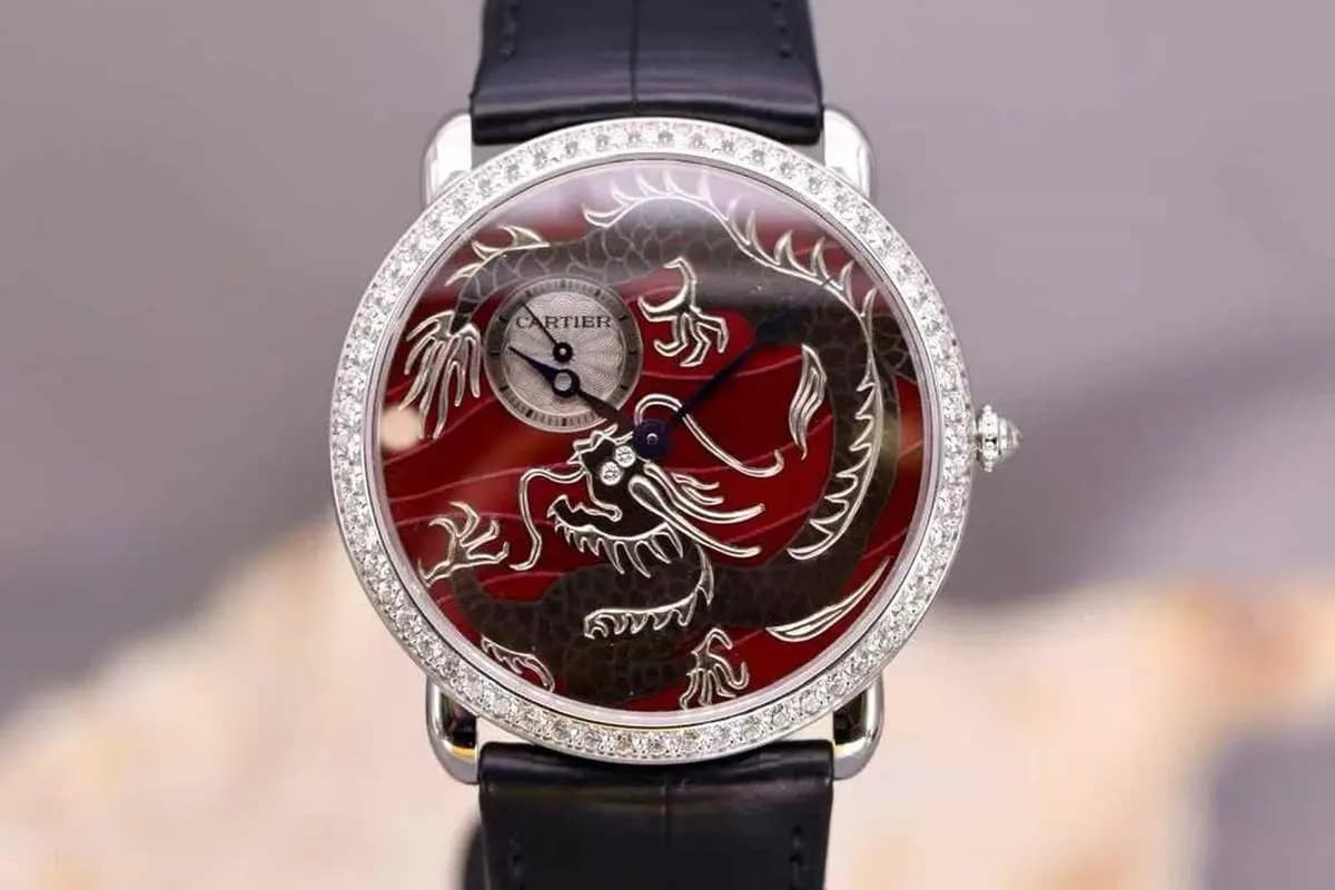 Cartier Limited to 100 white gold enamel Chinese Loong mechanical watche 42MM.HPI00564