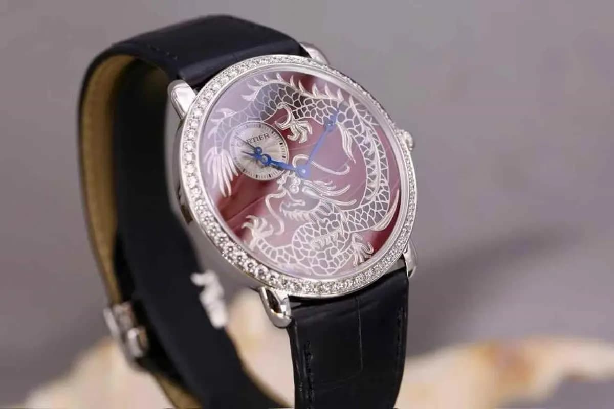Cartier Limited to 100 white gold enamel Chinese Loong mechanical watche 42MM.HPI00564