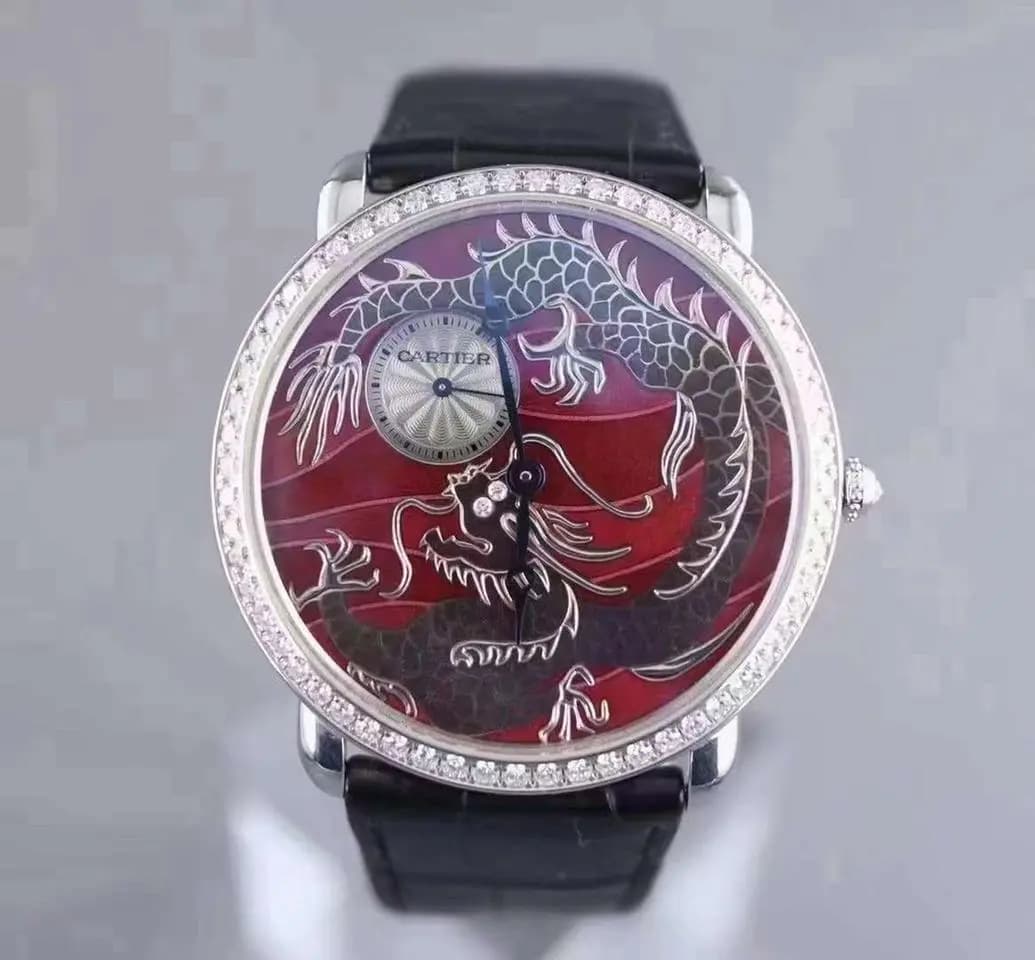 Cartier Limited to 100 white gold enamel Chinese Loong mechanical watche 42MM.HPI00564
