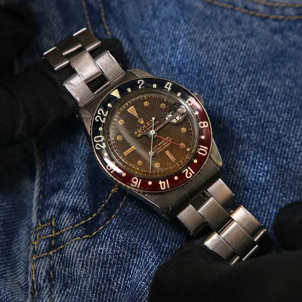 Rolex Vintage GMT-Master, Bakelite Bezel Ref. 6542 , Brown Tropical Radium Dial, year 1957