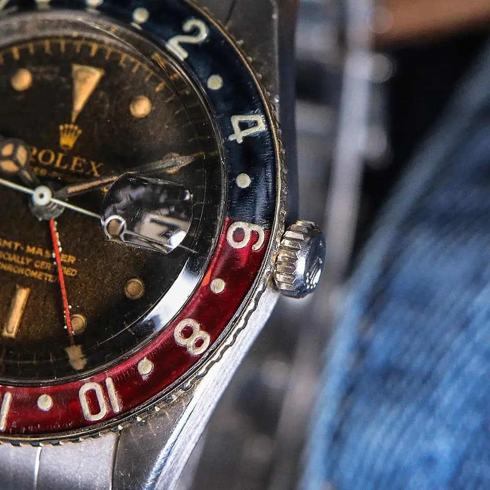Rolex Vintage GMT-Master, Bakelite Bezel Ref. 6542 , Brown Tropical Radium Dial, year 1957