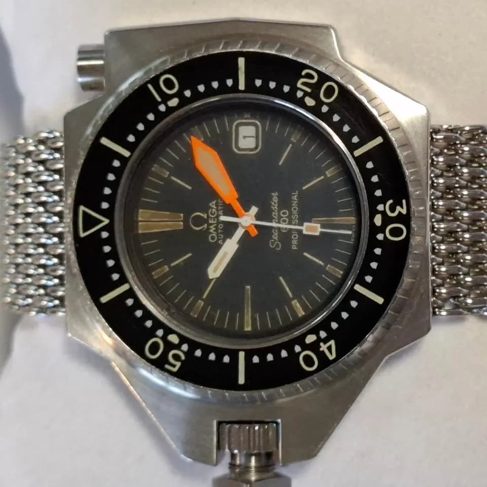 Omega Seamaster 600 PloProf Full Set, Omega Milanaisband, roter Sicherheitsdrücker extra