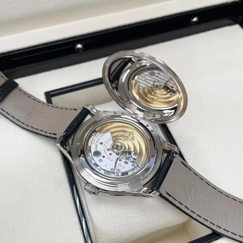 Patek Philippe UNWORN Calatrava 5227G-010 18K White Gold Black Dial Black Leather Strap Automatic Full Set, Unworn Complete Box & Papers