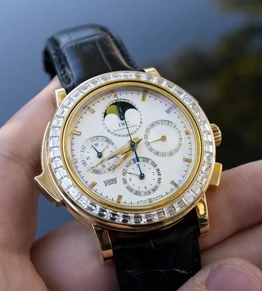 IWC Limited 1 Yellow Gold Diamond Automatic 42MM.Minute Repeater Calendário perpetuo IW377028