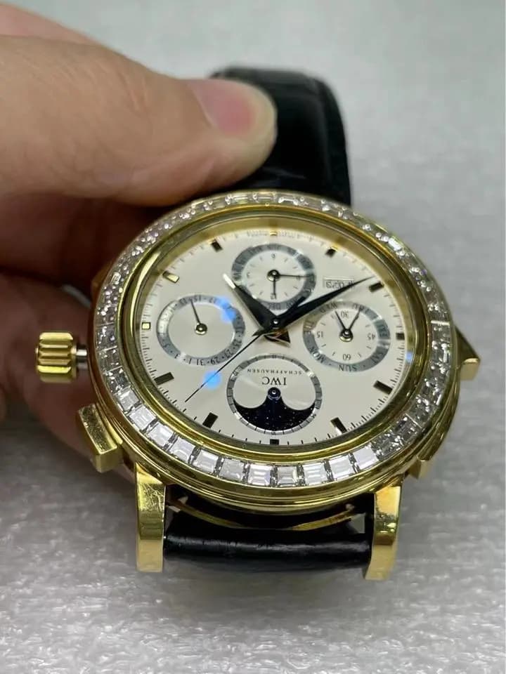 IWC Limited 1 Yellow Gold Diamond Automatic 42MM.Minute Repeater Calendário perpetuo IW377028