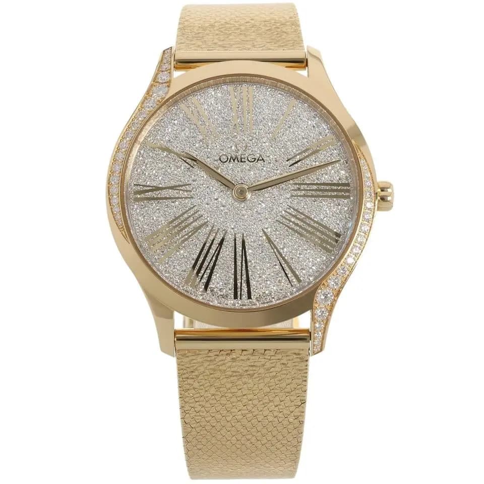 Omega De Ville Trésor, Moonshine‑Gold, Snow-Setting 768 Diamanten, Ref. 428.55.36.60.99.002, 2022, B+P