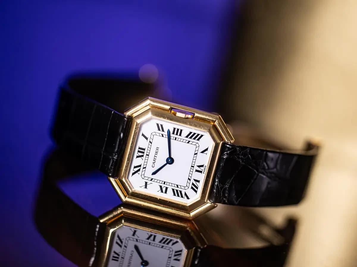 Cartier Vintage CEINTURE JUMBO Automatic Ref 17001 18k Yellow Gold Paris Dial 18k Gold Folding Clasp Bj-1979 Rare Find