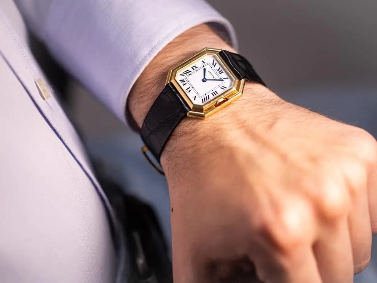 Cartier Vintage CEINTURE JUMBO Automatic Ref 17001 18k Yellow Gold Paris Dial 18k Gold Folding Clasp Bj-1979 Rare Find