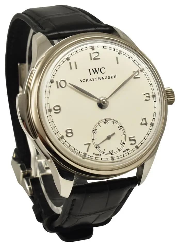 IWC Portuguese Minute Repeater in Platinum Limited to 500 on Black Alligator Leather Strap with White Dial ( Missing instruction booklet)