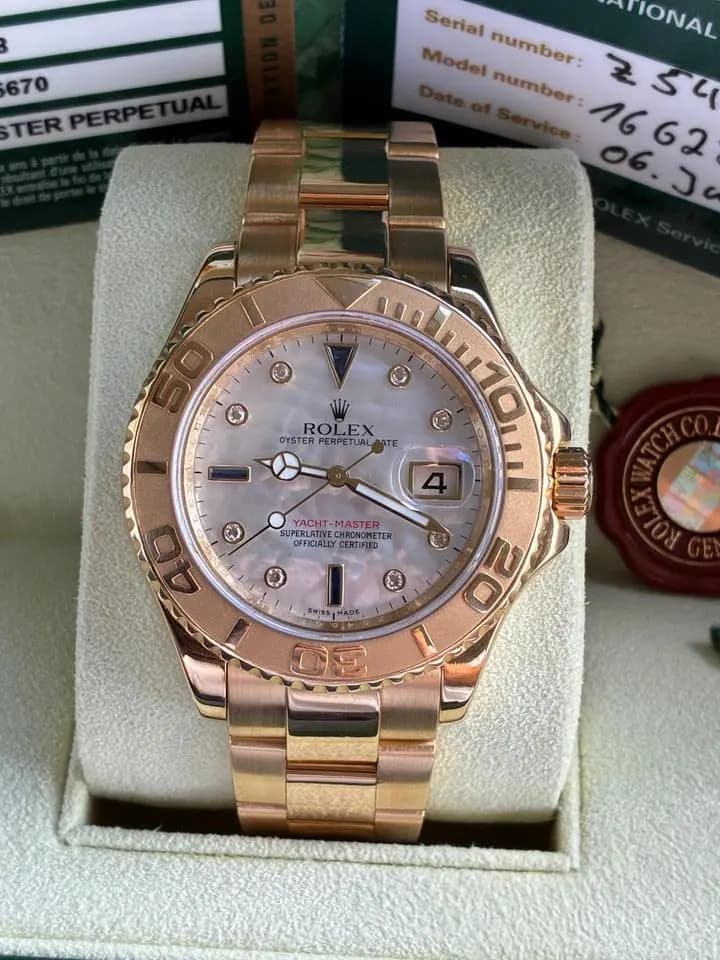 Rolex Yacht-Master MoP Diamond Dial Full Set Mint Condition 2007 Card No Hole