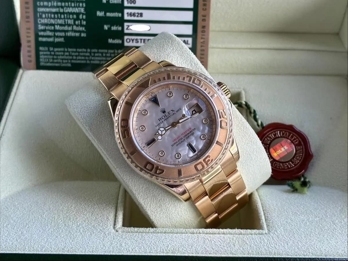 Rolex Yacht-Master MoP Diamond Dial Full Set Mint Condition 2007 Card No Hole
