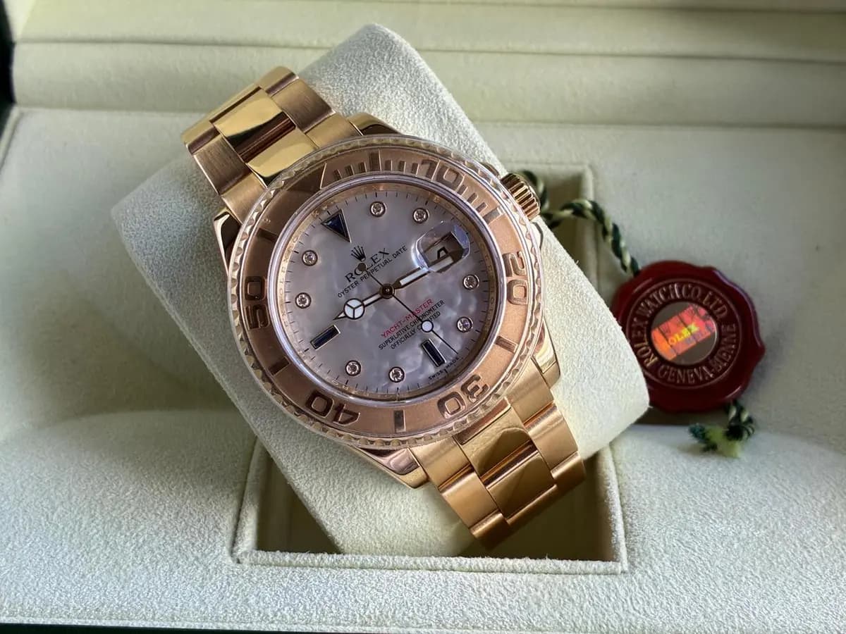 Rolex Yacht-Master MoP Diamond Dial Full Set Mint Condition 2007 Card No Hole