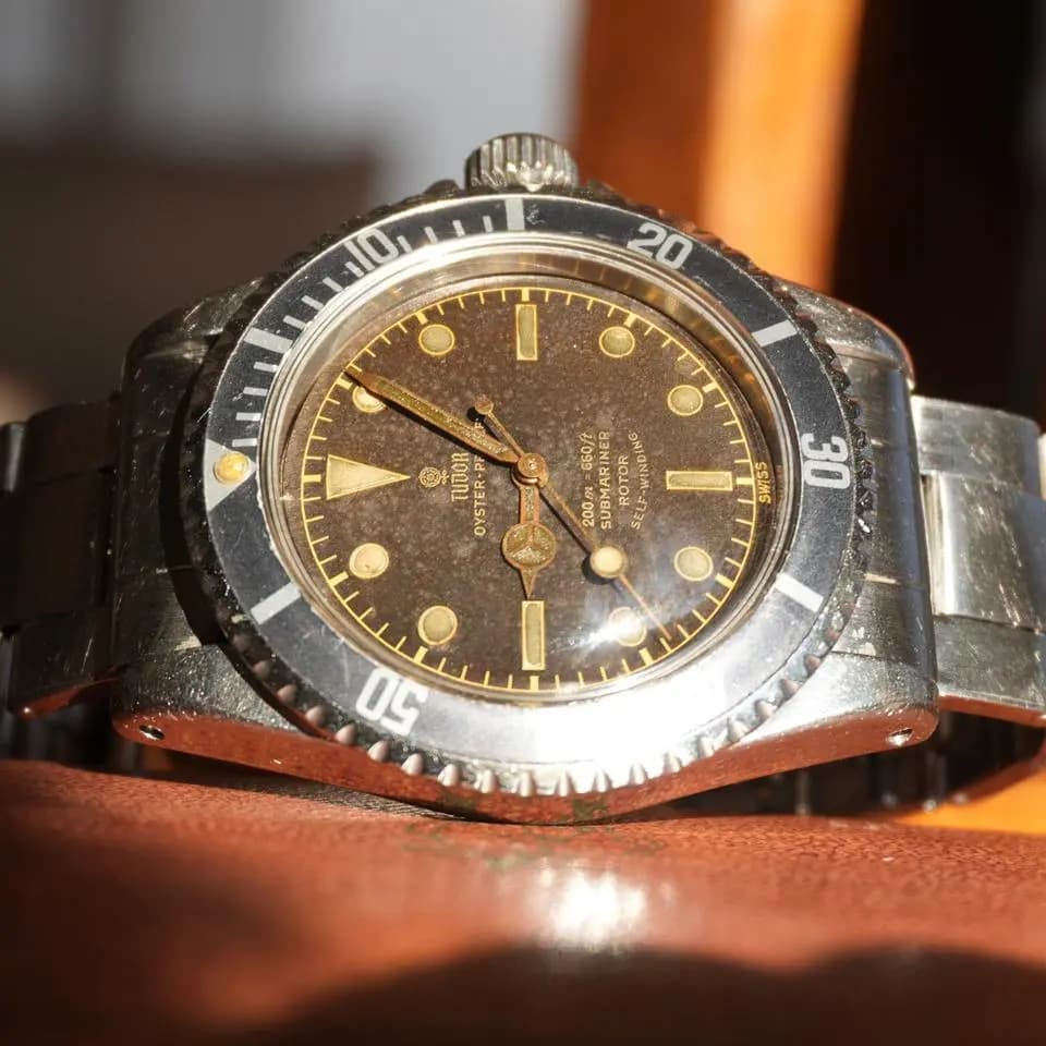 Tudor 1960 Tudor Submariner 7928 Full Set Tropical Dial Canadian Army Provenance Unpolished Tropical Full Set Box, Tags, Invoice and Papers