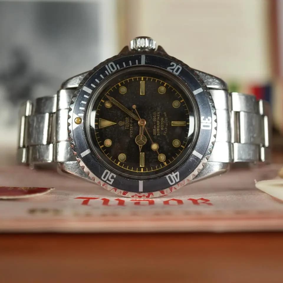 Tudor 1960 Tudor Submariner 7928 Full Set Tropical Dial Canadian Army Provenance Unpolished Tropical Full Set Box, Tags, Invoice and Papers