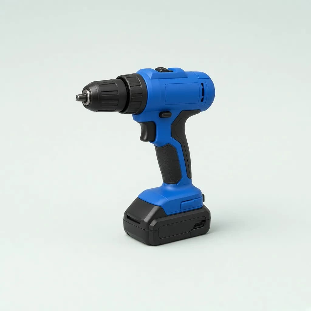 Compact cordless drill driver in cobalt blue and black with a battery pack